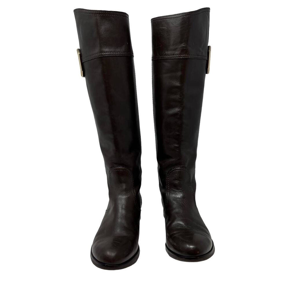 Tory Burch Boots Women's 8M Brown Leather Tall Equestrian Riding Boots Back Zip - Picture 3 of 16